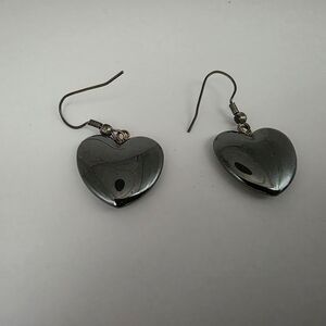 Handmade Hematite Earrings Fishhook Vintage